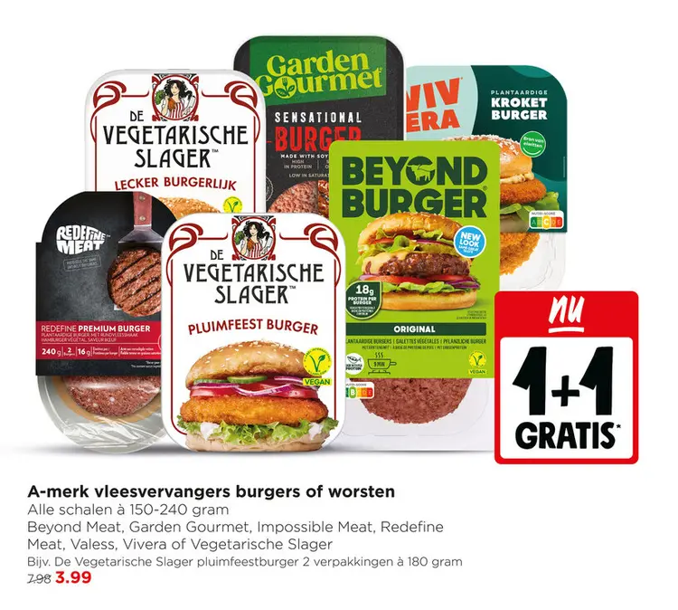 Aanbieding: A-merk vleesvervangers burgers of worsten