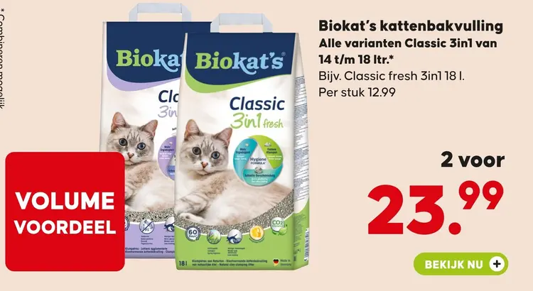 Aanbieding: kattenbakvulling Classic 3in1