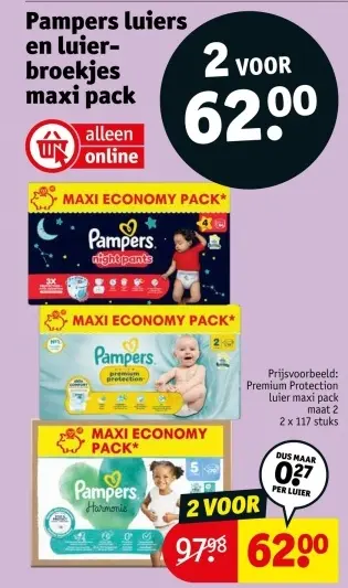 Aanbieding: Pampers luiers en luierbroekjes maxi pack