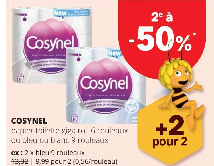 Offre: Papier toilette giga roll ou bleu ou blanc
