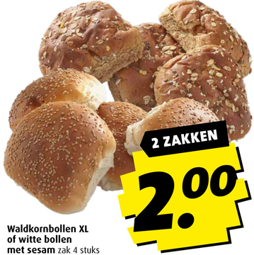 Aanbieding: Waldkornbollen XL of witte bollen met sesam