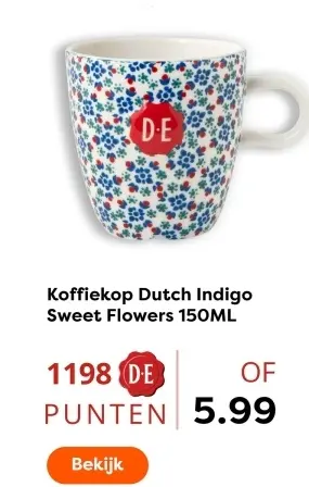 Aanbieding: Koffiekop Dutch Indigo Sweet Flowers