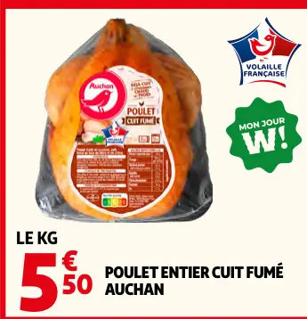 Promotie: Poulet entier cuit fumé