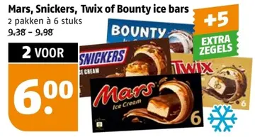 Aanbieding: Mars, Snickers, Twix of Bounty ice bars