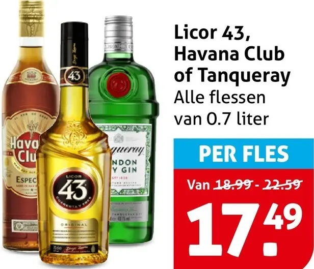 Aanbieding: Licor 43, Havana Club of Tanqueray