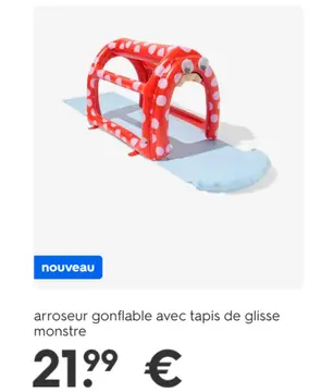 Offre: arroseur gonflable avec tapis de glisse monst
