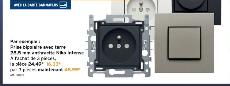 Offre: Prise bipolaire avec terre 28,5 mm anthracite