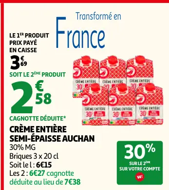 Promotie: Crème entière semi-épaisse