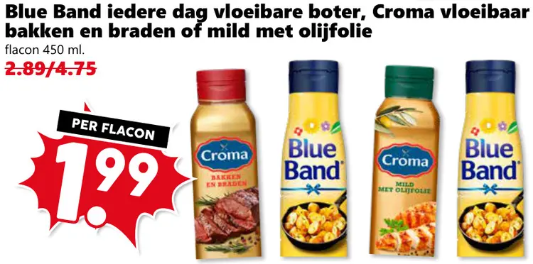 Aanbieding: Iedere dag vloeibare boter, vloeibaar bakken en braden of mild met olijfolie