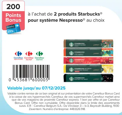 Offre: Starbucks Nespresso capsules