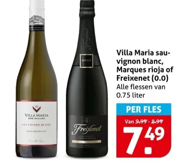 Aanbieding: Villa Maria sauvignon blanc, Marques rioja of Freixenet (0.0)