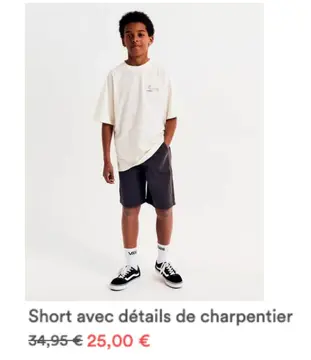 Offre: Short avec détails de charpentier