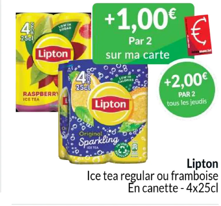 Offre: Ice tea regular ou framboise