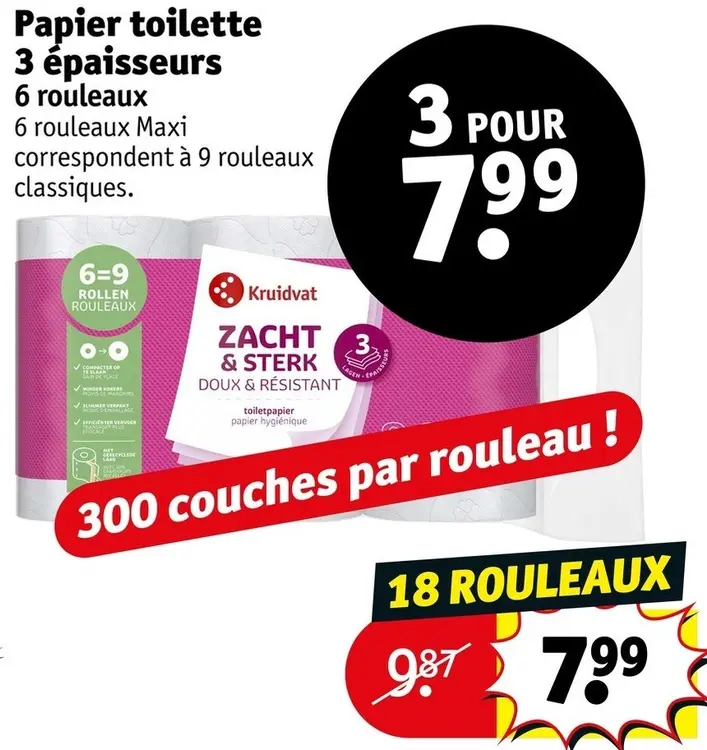 Offre: Papier toilette 3 épaisseurs