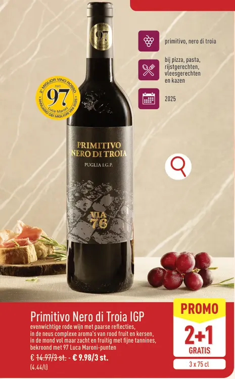Promotie: Via 76 Primitivo Nero di Troia IGP