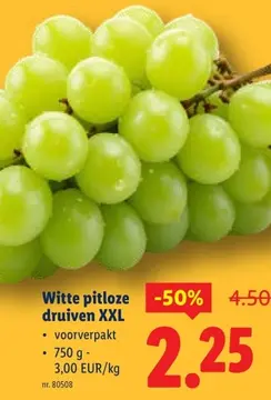 Aanbieding: Witte pitloze druiven XXL