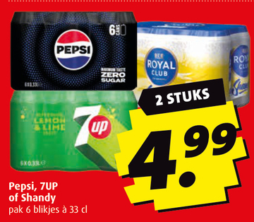 Aanbieding: Pepsi, 7UP of Shandy