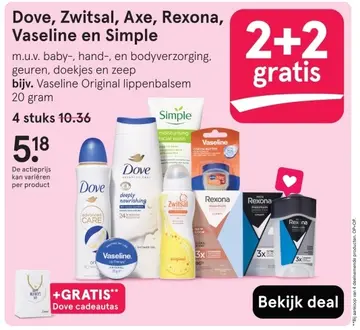 Aanbieding: Dove, Zwitsal, Axe, Rexona, Vaseline en Simple