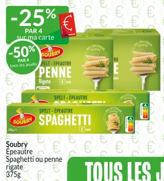 Offre: Epeautre Spaghetti ou penne rigate