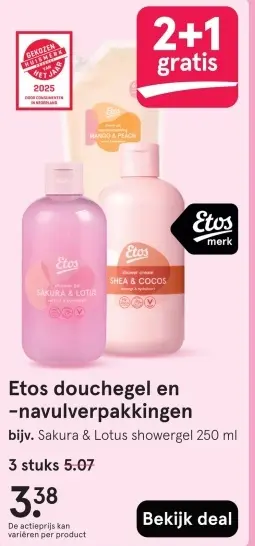 Aanbieding: Etos douchegel en -navulverpakkingen