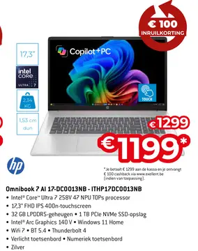 Aanbieding: Omnibook 7 AI 17-DC0013NB-ITHP17DC0013NB