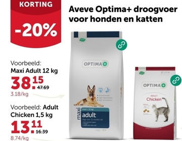 Aanbieding: Aveve Optima+ droogvoer Adult Chicken