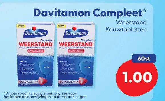 Aanbieding: Davitamon Compleet Weerstand Kauwtabletten