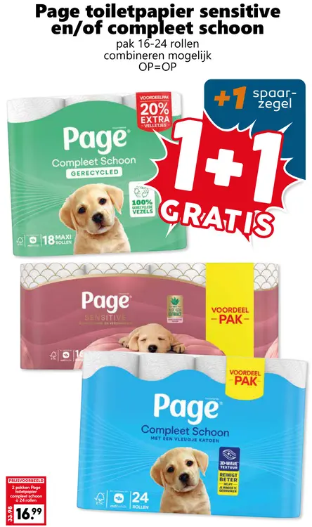 Aanbieding: Page toiletpapier sensitive en/of compleet schoon