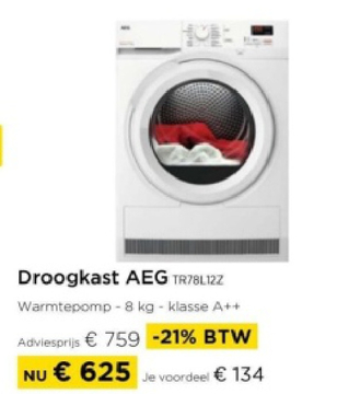 Aanbieding: Droogkast AEG TR78L12Z