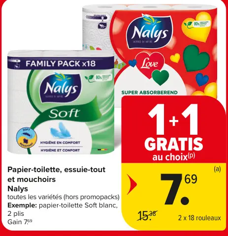 Offre: Papier-toilette, essuie-tout et mouchoirs