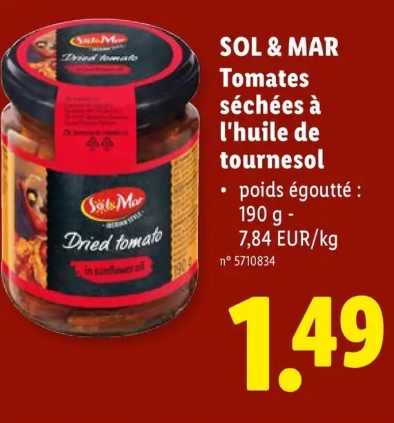 Offre: Tomates séchées à l'huile de tournesol
