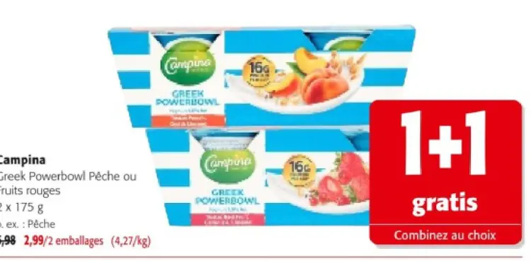 Offre: Greek Powerbowl Pêche ou Fruits rouges