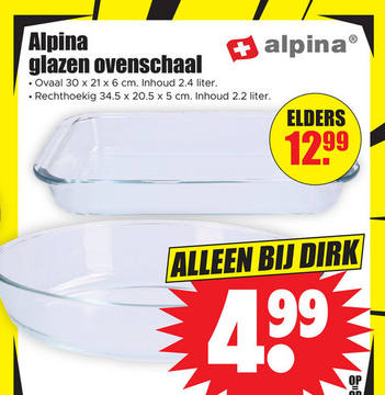 Aanbieding: Alpina glazen ovenschaal