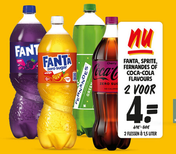 Aanbieding: FANTA, SPRITE, FERNANDES OF COCA-COLA FLAVOUR