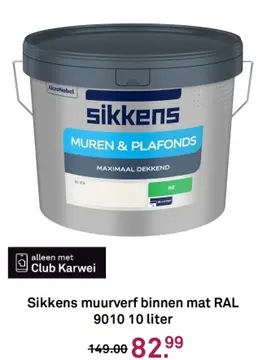 Aanbieding: Sikkens muurverf binnen mat RAL 9010