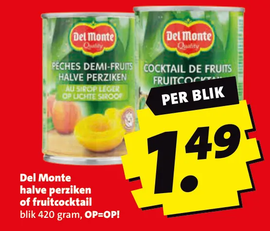 Aanbieding: Halve perziken of fruitcocktail
