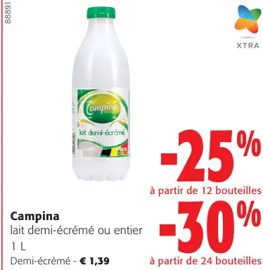 Offre: lait demi-écrémé ou entier