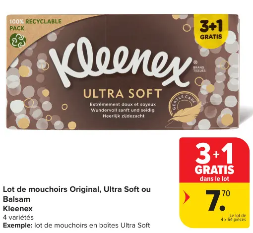 Offre: Lot de mouchoirs Original, Ultra Soft ou Bals