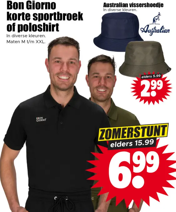 Aanbieding: korte sportbroek of poloshirt