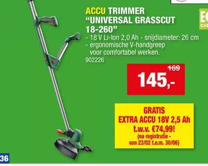 Promotie: Accu trimmer "universal grasscut 18-260"