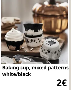 Aanbieding: Baking cup, mixed patterns white/black