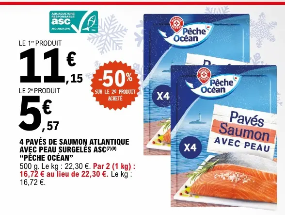 Promotie: Pavés de saumon atlantique avec peau surgelés