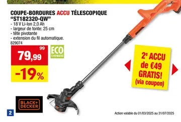 Offre: Coupe-bordures accu télescopique "st182320-qw