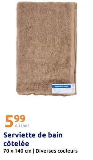Offre: Serviette de bain côtelée