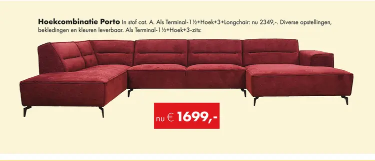 Promotie: Porto hoekbank rood
