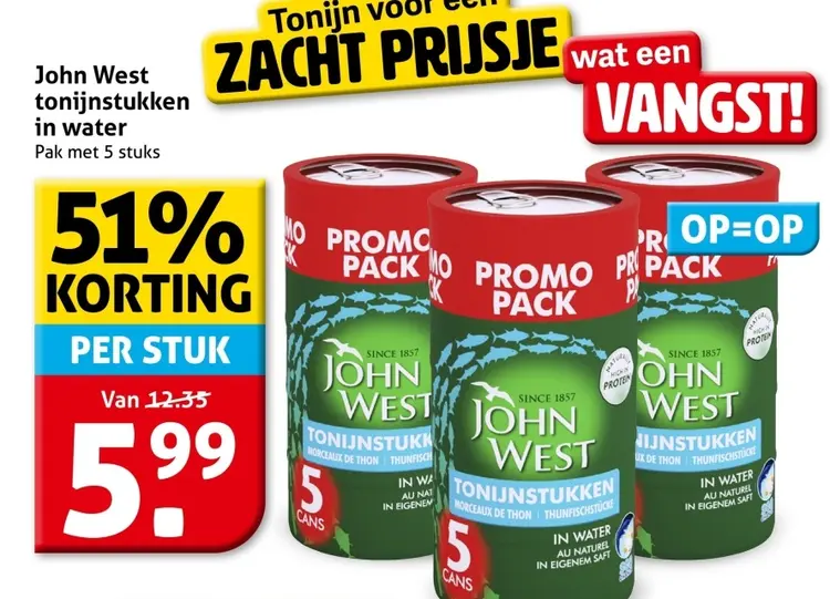 Aanbieding: tonijnstukken in water