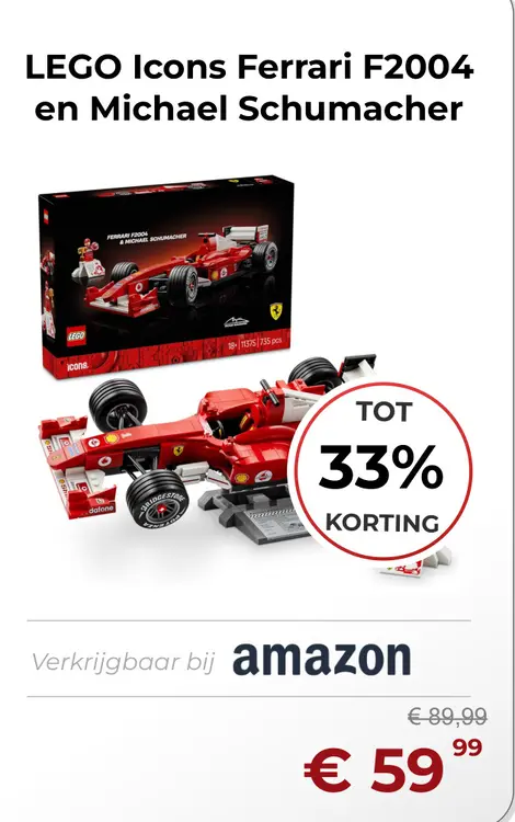 Aanbieding: LEGO Icons Ferrari F2004 en Michael Schumacher