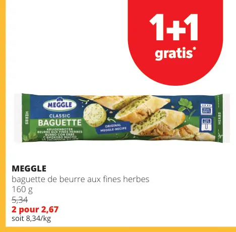 Offre: Baguette de beurre aux fines herbes