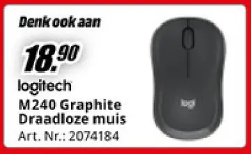 Aanbieding: logitech M240 Graphite Draadloze muis