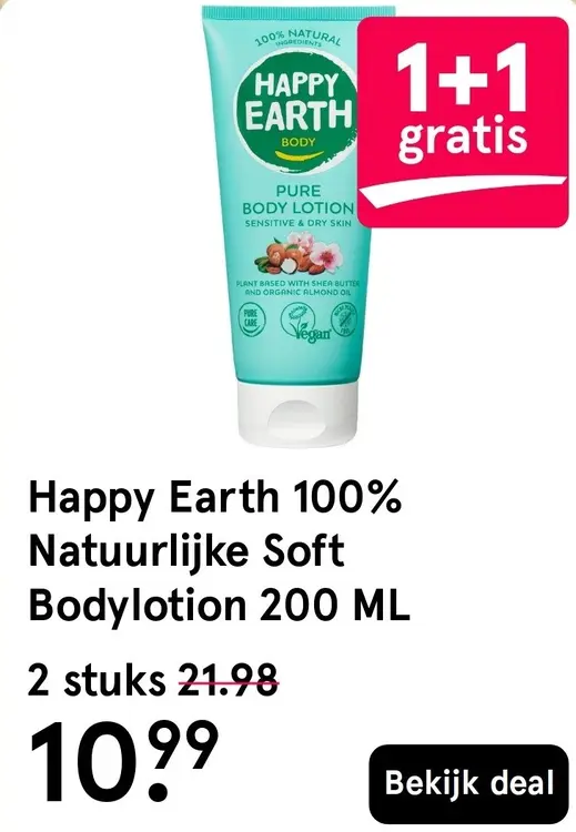 Aanbieding: Happy Earth 100% Natuurlijke Soft Bodylotion 200 ML
